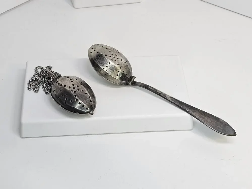 Vintage Silver Plated Tea Spoon & Pendant W/ 18